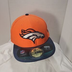 New Era Denver Broncos Orange 59Fifty Fitted Hat Sz 7 3/8" Embroidered Logo NWT